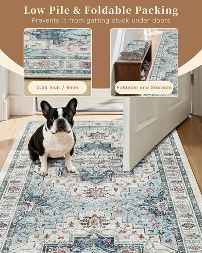 Madane Hallway Runner Rug 2'6''x10' Kitchen Runner, Non Slip Vintage Runners - Image 6