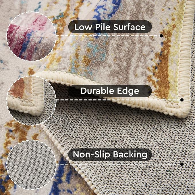 tchdio 8x10 Area Rugs for Living Room, Colorful Modern Abstract Area Rug - Image 3
