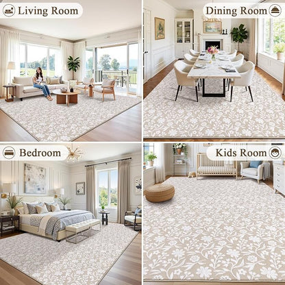 Vaukki 8x10 Area Rug for Living Room, Soft Fluffy Washable Modern Floral Indoor - Image 5