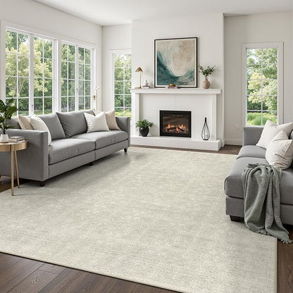 DCX 4x6 Beige Rug, Kid & Pet Friendly by DCXWashableRug