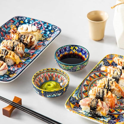 vancasso SIMI 2.7 Oz Ceramic Dipping Bowls Set of 6, Bohemian Sauce Bowls | - Image 6