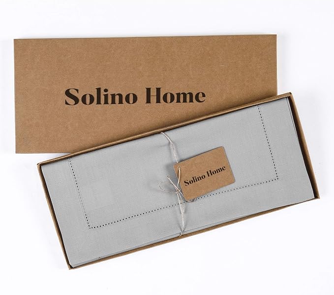 Solino Home Cotton Linen Dining Table Runner Light Grey Woven, 14 x 90 in | - Image 4