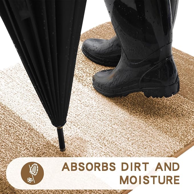 Kitinjoy Indoor Outdoor Door Mat, 59x32 Non-Slip Absorbent Dirt Trapper - Image 2