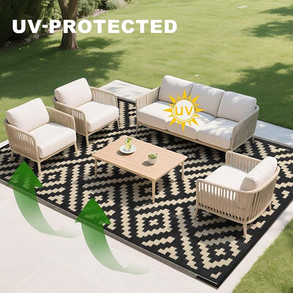 RURALITY Outdoor Rugs 6x9 Feet for Patios Clearance, Plastic Straw Waterproof - Image 6