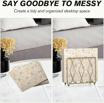 2 Pack Gold Napkin Holders for Table, Metal Set for Kitchen Counter | Two - Image 4