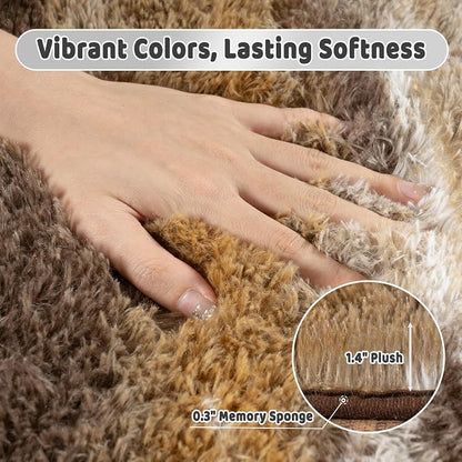 Shag Rugs for Living Room 6x9, Ultra Soft Abstract Brown Big Fuzzy Rugs for - Image 5