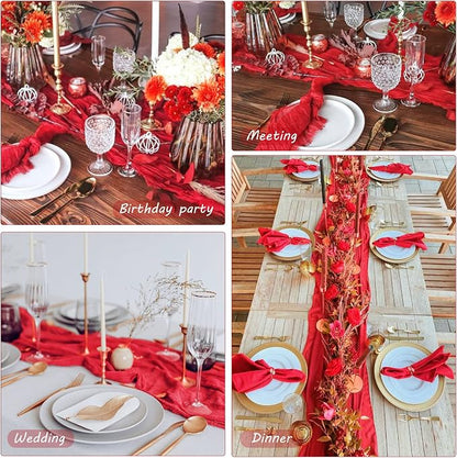12 Pack 10Ft Cheesecloth Table Runner 35x120 Inch Boho Gauze Table Runner - Image 6