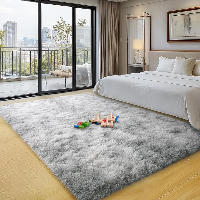 qulint 3x5 Area Rugs for Bedroom, Fluffy Soft Grey Rug for Kids Room Plush Shag - Image 7