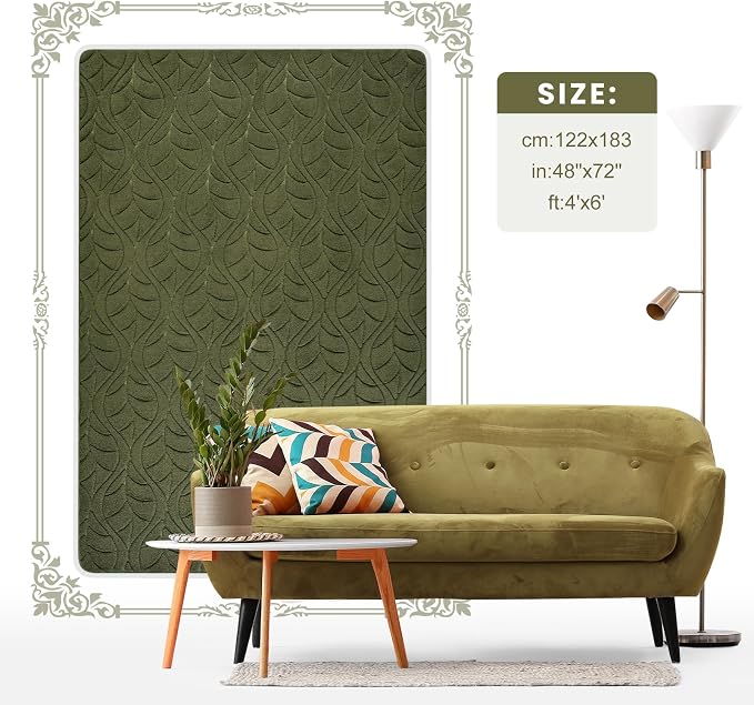 Macgace 4x6 Green Area Rug, Soft Shag Carpet, Washable Bedroom Nursery Rugs - Image 9