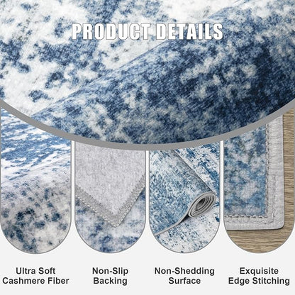 6x6 Area Rug Living Room Rug: Washable Modern Abstract Soft Thin Rug Indoor - Image 6