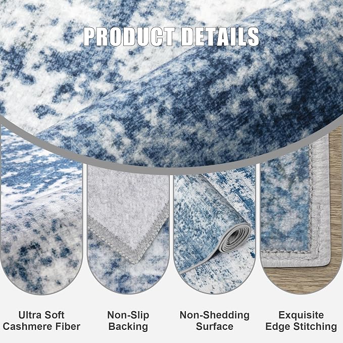 10x14 Area Rug Living Room Rug: Washable Modern Abstract Soft Thin Rug Indoor - Image 6