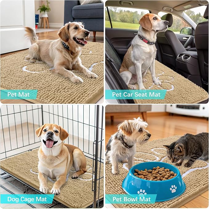 OLANLY Dog Door Mat for Muddy Paws 59x20, Paw Print Design, Absorbs Moisture - Image 7