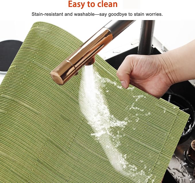 Placemats Set of 4, Vinyl PVC Heat Resistant Washable Placemats Set, Non Slip - Image 4