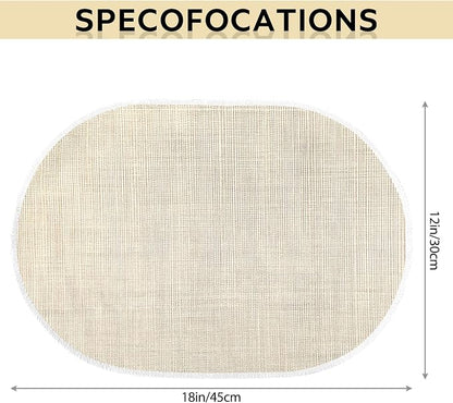 Beige Placemats Set of 4, 12x18 Inch Oval Washable Place Mats Easy to Clean - Image 3