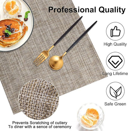 Vinyl Placemats Set of 4, PVC Woven Washable Non-Slip Table Mats, Heat - Image 6