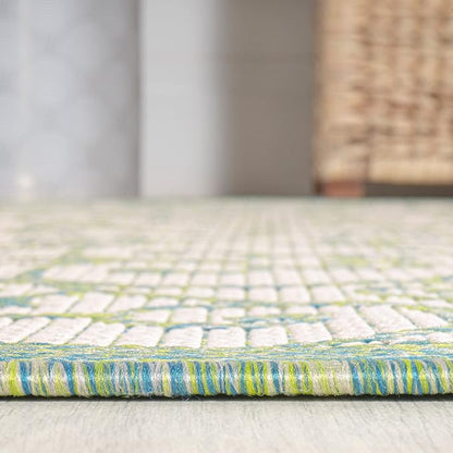 JONATHAN Y Vintage Filigree Indoor Outdoor Area Rug 5X8 Cream/Green, Madrid - Image 7