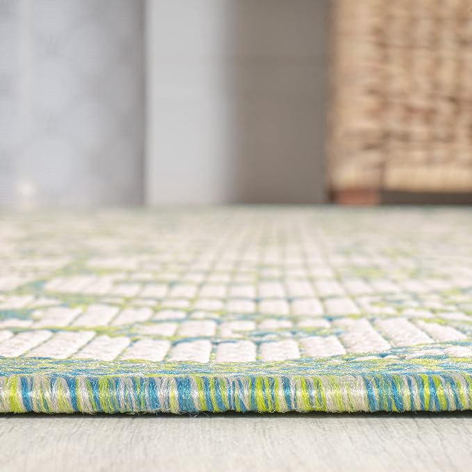 JONATHAN Y Vintage Filigree Indoor Outdoor Area Rug 8X10 Cream/Green, Madrid - Image 7