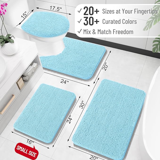 OLANLY Bathroom Rugs 35x24, Extra Soft Absorbent Chenille Bath Rugs, Rubber - Image 2