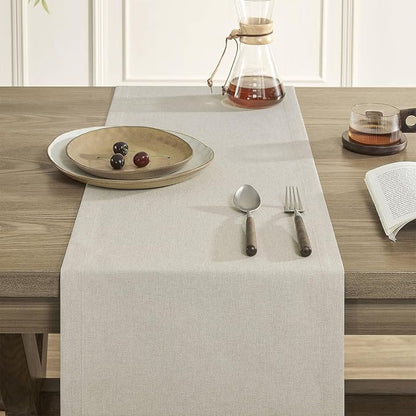 Basic Linen Style Table Runner, 14x36 Inch Raw Linen | Mitered Corner Design - Image 5
