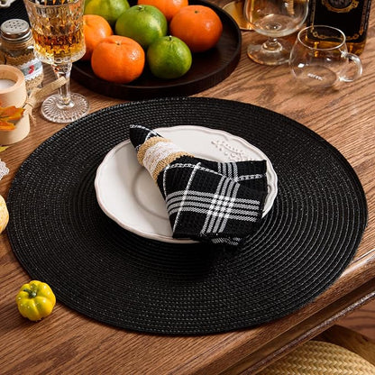 AHHFSMEI Round Placemats Set of 4 Heat Resistant Washable Non-Slip Woven - Image 5