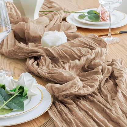 Cheesecloth Table Runner 10FT Nude Boho Gauze Rustic Sheer Table Runners | - Image 6