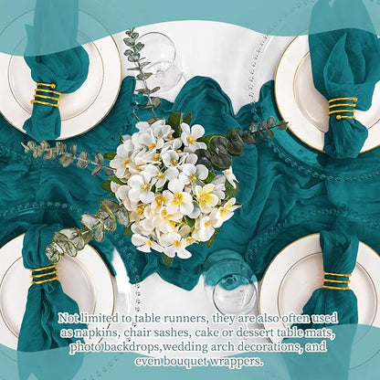 4 Pack Teal Table Runner 17 x 108inch Cheesecloth Table Runner Boho Gauze Table - Image 7