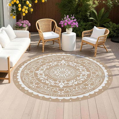 Pauwer Waterproof Outdoor Rug 6ft, Reversible Plastic Straw Patio Camping Rug by Pauwer
