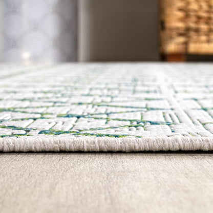 JONATHAN Y Moroccan Geometric Indoor Outdoor Area Rug 4X6 Green/Ivory, Ourika - Image 6