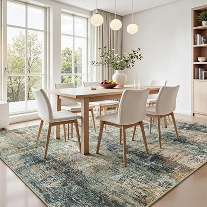 Lofus 8x10 Area Rug for Living Room, Coffee Green Abstract Large Rugs - Image 3