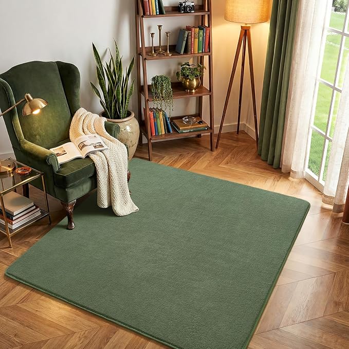 Amearea 5x5 Square Area Rugs for Bedroom Living Room, Sage Green Thickened by AmeareaDirect