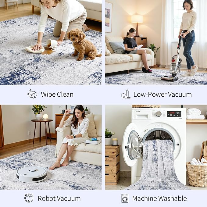 Area Rugs 9x12 Living Room: Large Modern Abstract Washable Rug Soft Indoor Anti - Image 5