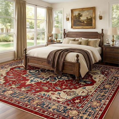 RELEANY Area Rugs 7'x9' Washable Non-Slip, Floral Vintage Distress Medallion - Image 2