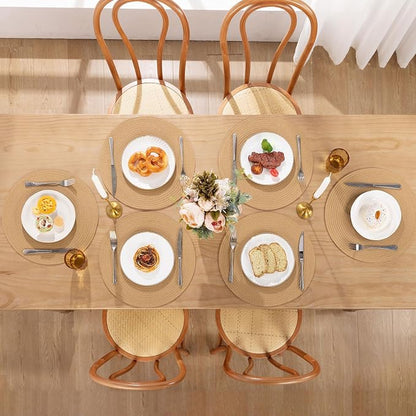 SHACOS 15 inch Round Braided Placemats Set of 4 Cotton Polyester Place Mats - Image 2