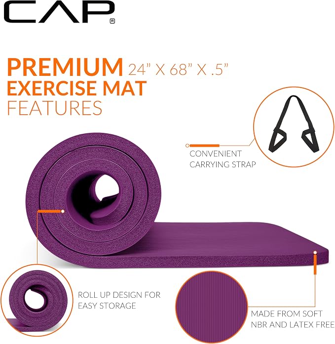 CAP Barbell 1/2-Inch High Density Exercise Yoga Mat - Image 3