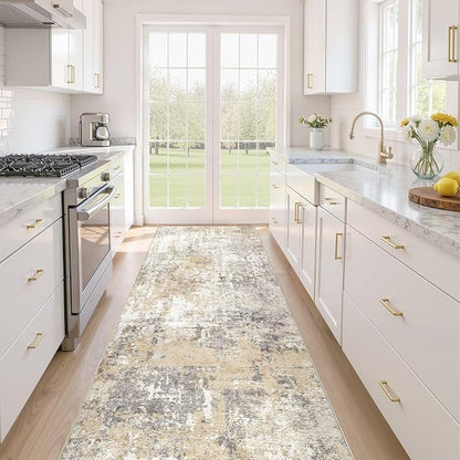 Runner Rug Kitchen Washable Rugs: 2x10 Non-Slip Abstract Soft Modern Stain by LOONGRUG