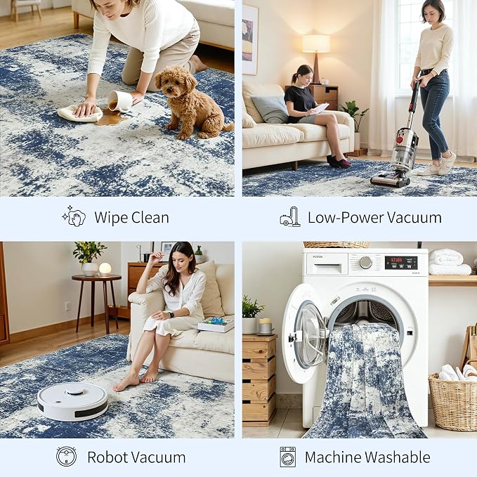 Area Rugs 9x12 Living Room: Large Soft Washable Rug Modern Abstract Anti-Skid - Image 6