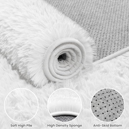 4x6 Area Rugs for Living Room Rug: Soft Fluffy Shag White Rugs for Bedroom - Image 5