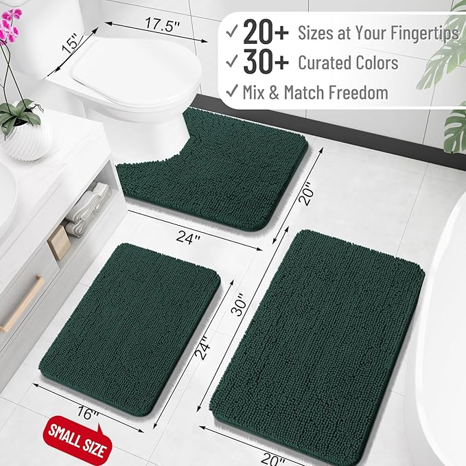 OLANLY Large Bathroom Rugs 45x27, Soft Absorbent Chenille Bath Rugs, Rubber - Image 2