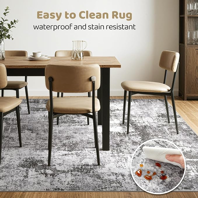 6x9 Area Rugs Living Room: Large Washable Abstract Modern Soft Rug Stain - Image 6
