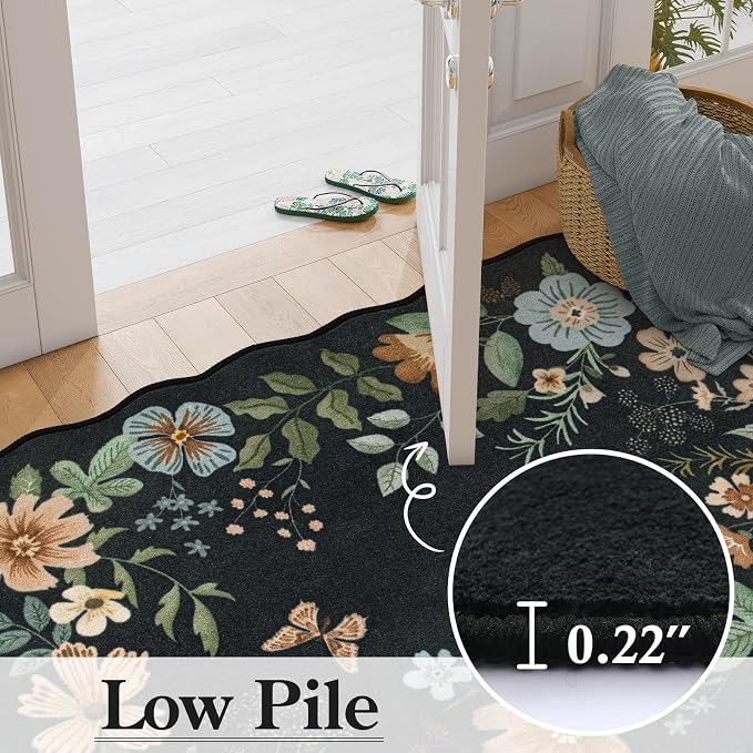 Lahome Floral Rugs for Living Room, 5x7 Area Rugs Ultra-Thin Soft Washable Rug - Image 5