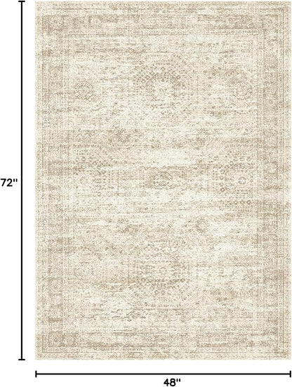 Soalmost 4x6 Area Rugs for Living Room, Vintage Washable Rugs for Dining Room - Image 2
