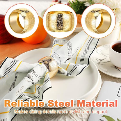 Lallisa 48 Pcs Gold Napkin Rings Bulk Metal Classic Brass Napkin Ring Holders - Image 3