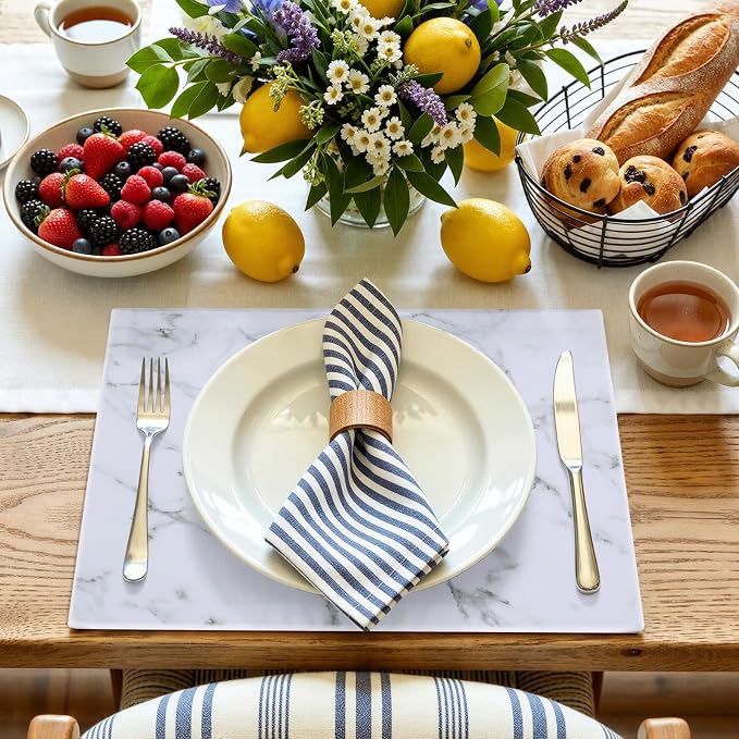 Faux Leather Heat Resistant Placemats 6 Packs, Waterproof Wipeable Dining PU - Image 8