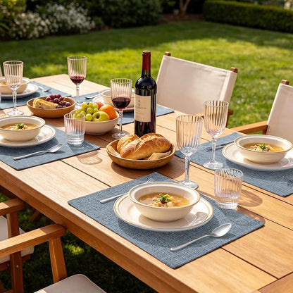 Faux Cotton Linen Placemats Set of 6, Cloth Washable Farmhouse Dining Table Mats - Image 9