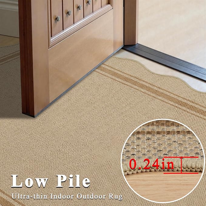 6x9 Scalloped Rug Easy Jute Washable Outdoor Patio Rug - Image 7