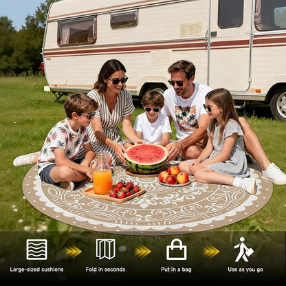 Pauwer Waterproof Outdoor Rug 6ft, Reversible Plastic Straw Patio Camping Rug - Image 5