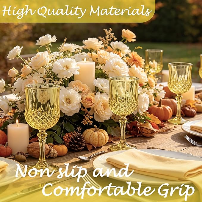 48Pack Plastic Wine Glasses, 7oz Vintage Goblets - Image 4