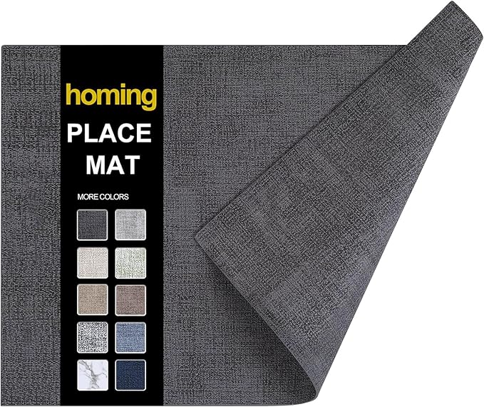 Faux Leather Heat Resistant Placemats 6 Packs, Waterproof Wipeable Dining PU by homing