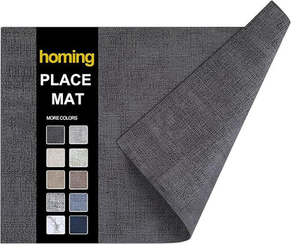 Faux Leather Heat Resistant Placemats 6 Packs, Waterproof Wipeable Dining PU by homing