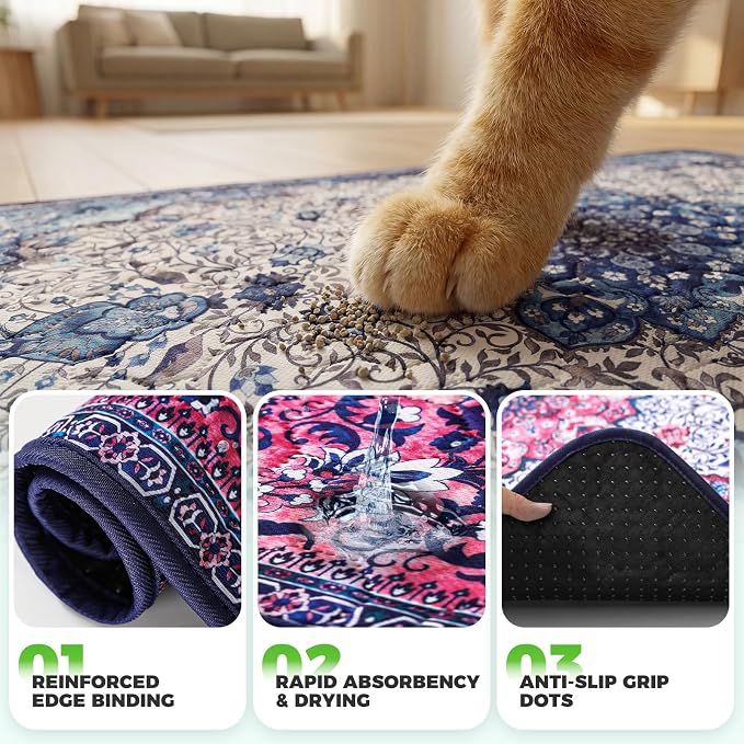 Hompet Cat Litter Mat 2 Pack, 48x72 Large Machine Washable Trapping Mats - Image 5